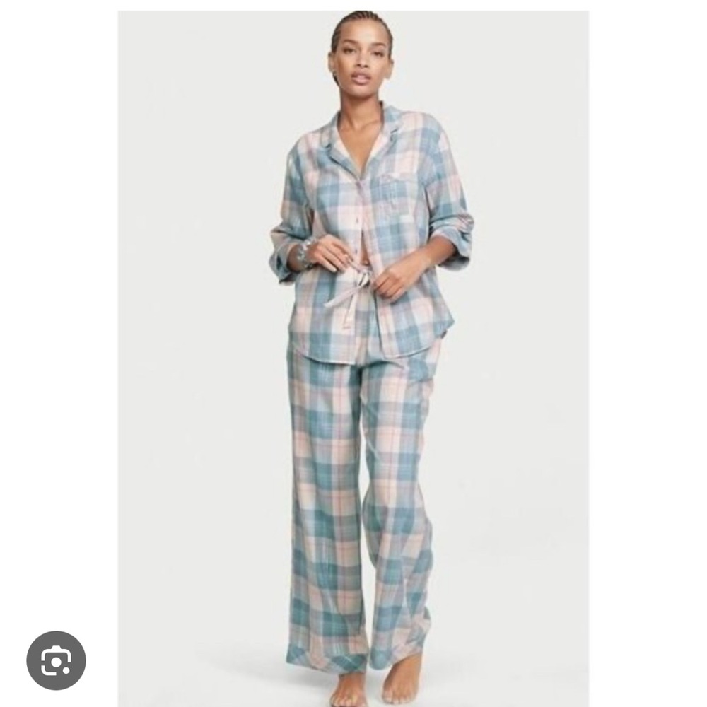 Victoria's Secret Blue and Pink Plaid Pajama Set
